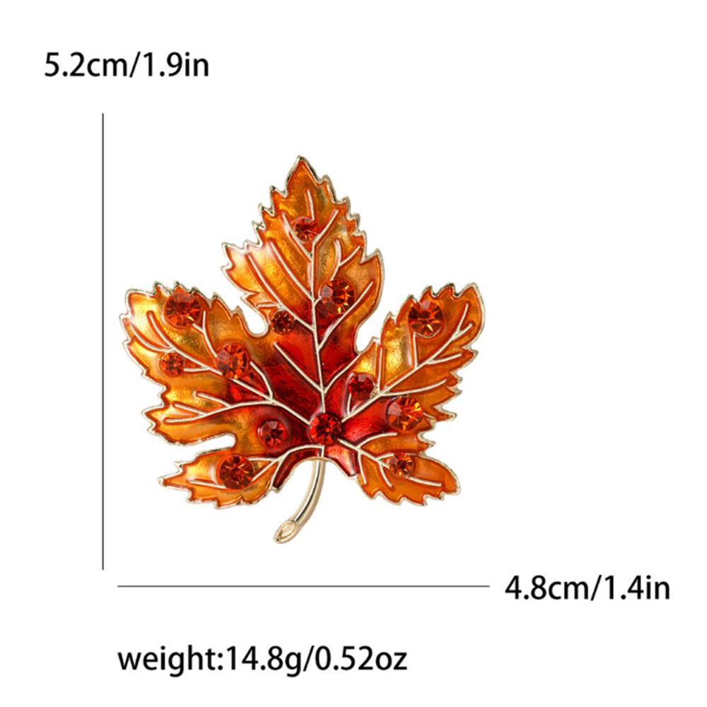 Fashionable maple leaf enamel gem brooch, women's anti-exposure pin, fixed clothes metal buttons, wedding party gifts