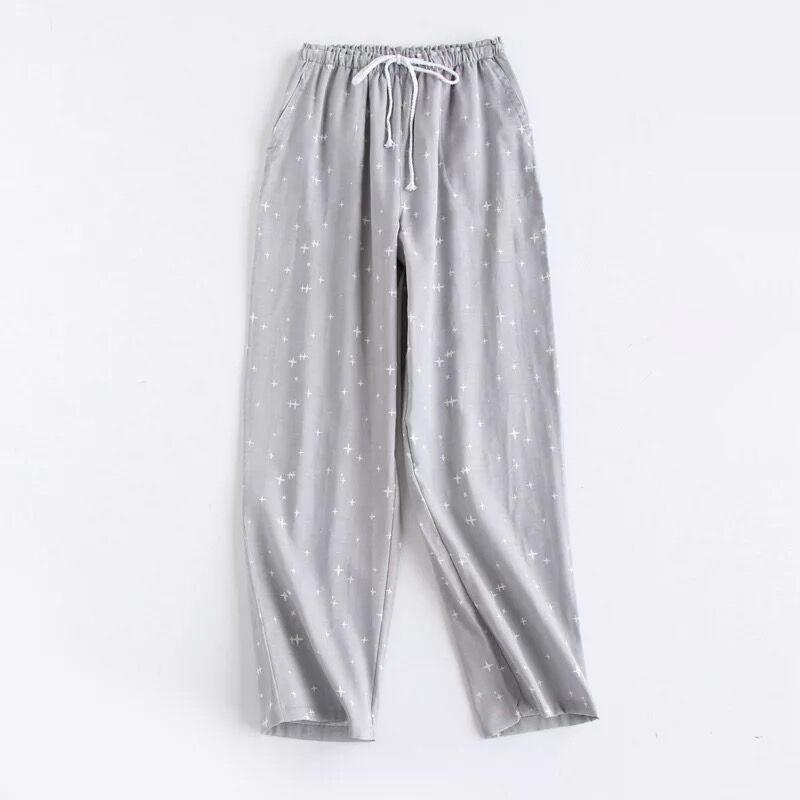 Frühlingspaare Baumwollgaze Schlafhose Home Tie Pyjama Hose Herren Unterhose Schlafhose Pyjamahose