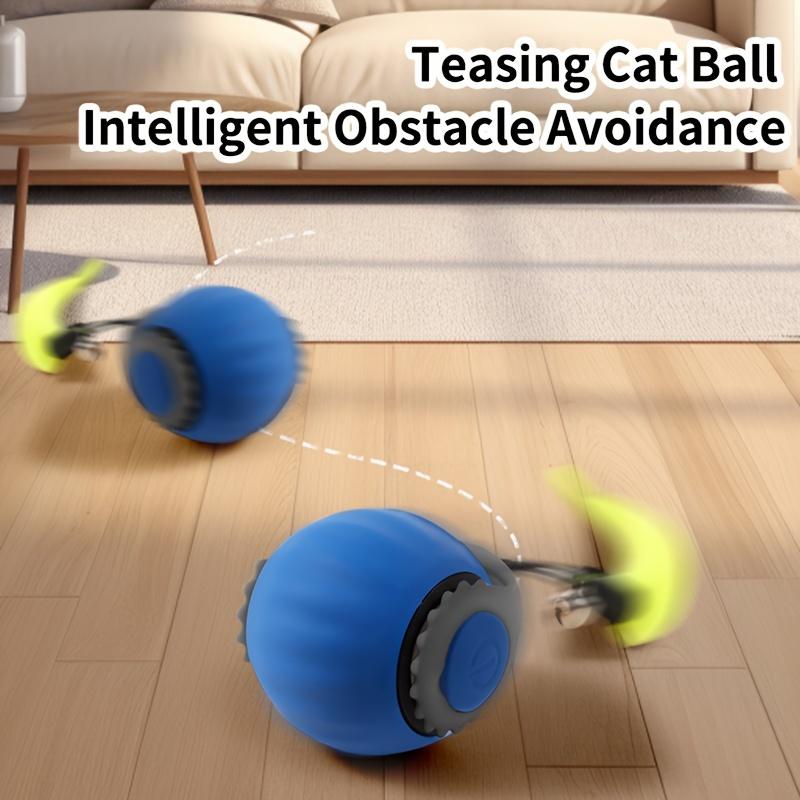 Intelligentes interaktives Katzenballspielzeug, Katzen-Unterhaltungsspielzeug, Kätzchen-Teaser, Elektrisches rollendes Katzenspielzeug mit synthetischen Federn
