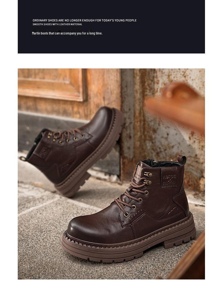 Men's Retro High-Top Martin Boots – Lightweight, Breathable, British Style Motorcycle and Work Boots for Autumn/Winter.