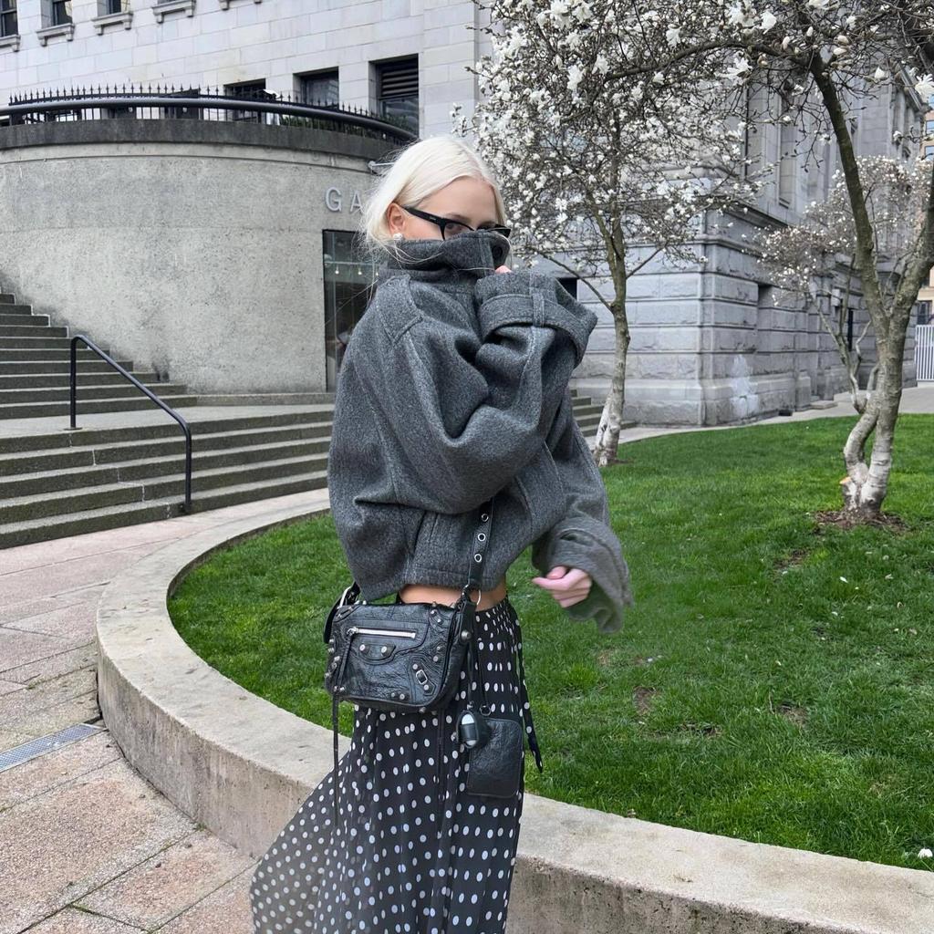 Giacca da Pendolare Donna Monopetto con Collo Rialzato - Collezione Autunno/Inverno 2025 Europea & Americana