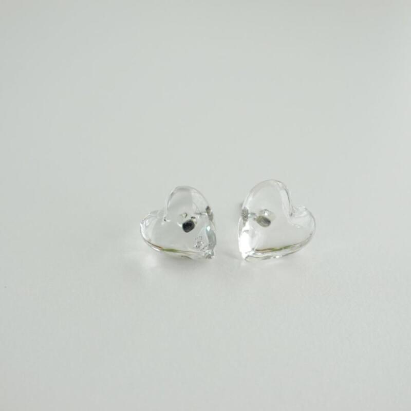 

Atani Transparent Silver Needle Heart-Shaped Women s Summer Earrings pink