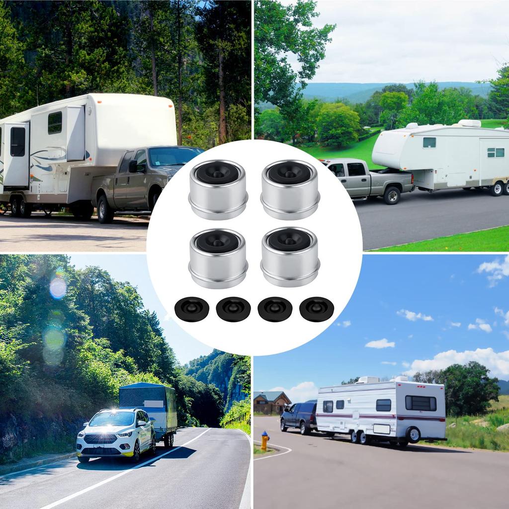TOYMIS Set of 4 Trailer Hub Caps and Bearing Grease