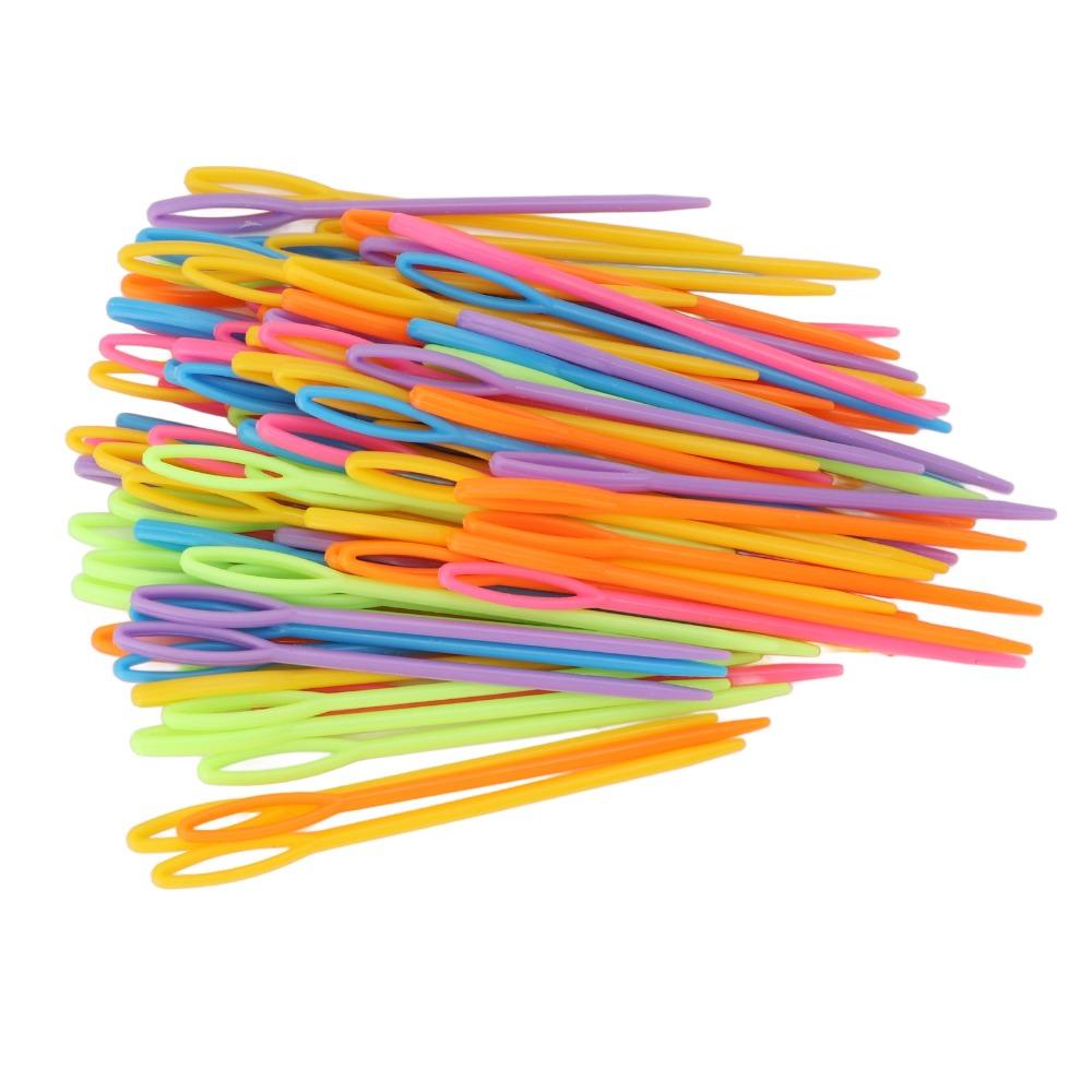 200Pcs Colorful Large Eye Needles 3.5inch Darning Needles Portable Tapestry Needles For Knitting