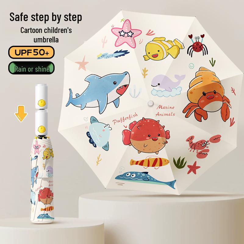 Automatic Cartoon Kids' Umbrella: Sun Protection, Windproof, Anti-lost, One-button Open/Close, Safety Anti-pinch