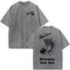 T-shirt da uomo con grafica scheletro 'Washed Vintage Forward Observations Group Brothers in Arms', stile gotico rock, oversize, streetwear