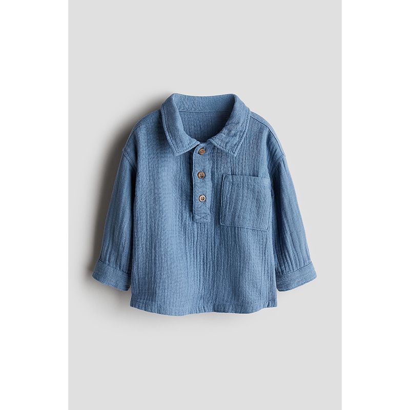 

HM Children s Clothing Baby Boy Fall 2025 New Arrival Soft Cotton Fine Cloth Fold Collar Shirt 1270136