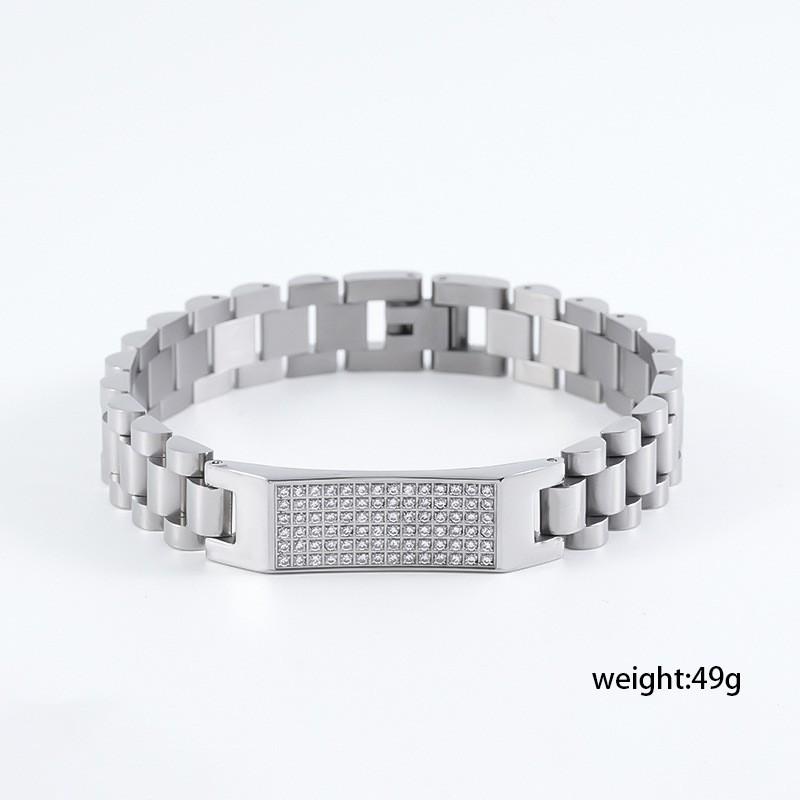 Mens Geometric Titanium Steel Bracelet With Zirconia Inlay Adjustable Arch Bridge Design Stylish Unisex Jewelry