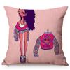 Cute Africa Girl Cushion Cover Fashion Black Woman Swimwear Show Cartoon Sofa Decoration Cotton Linen Chair Pillow Case Cojines