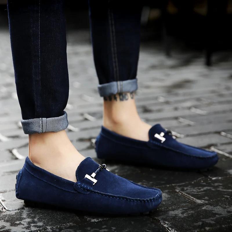 Fashion New Mens Loafers Summer Comfy Breathable Slip On Walking Casual SHoes Luxury Handmade Suede Leather Driving Boat Shoe Moccasins