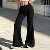 Women's Loose Fit Flared Sweatpants with Drawstring Waist, Casual Color Pants for Everyday Wear