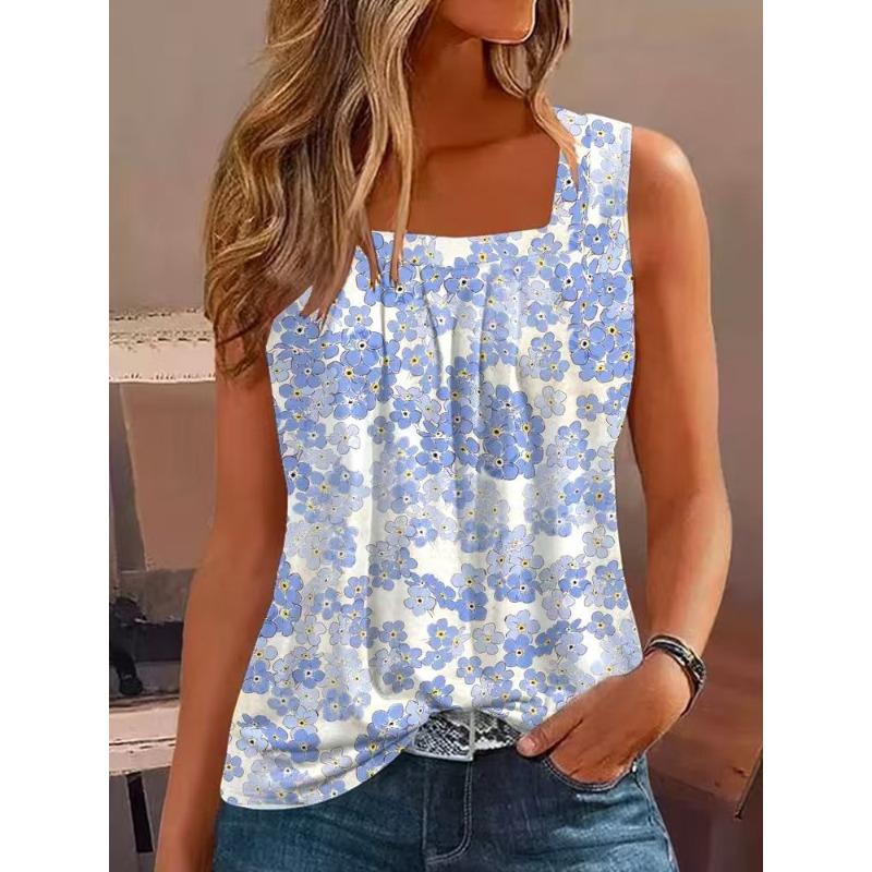 BITCED Women's Fashion Casual Sleeveless Square Collar Blouses & Shirts