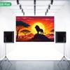 1 Piece of 2D Flat Banner Background Fabric, Depicting the African Scenery At Sunset with the King of the Beasts.zyc