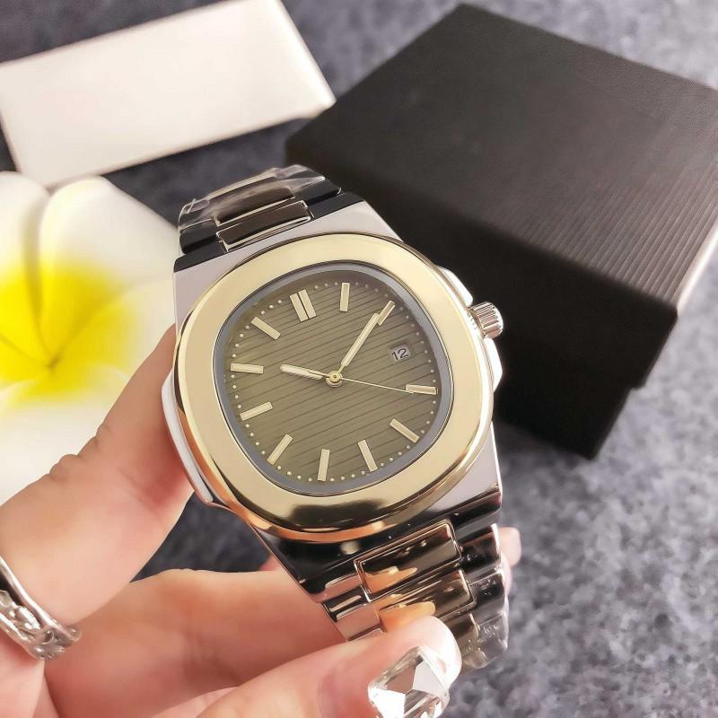 Stainless Steel Band Mens Square Quartz Watch With Date Display Luminous Hands Unisex Sport Style
