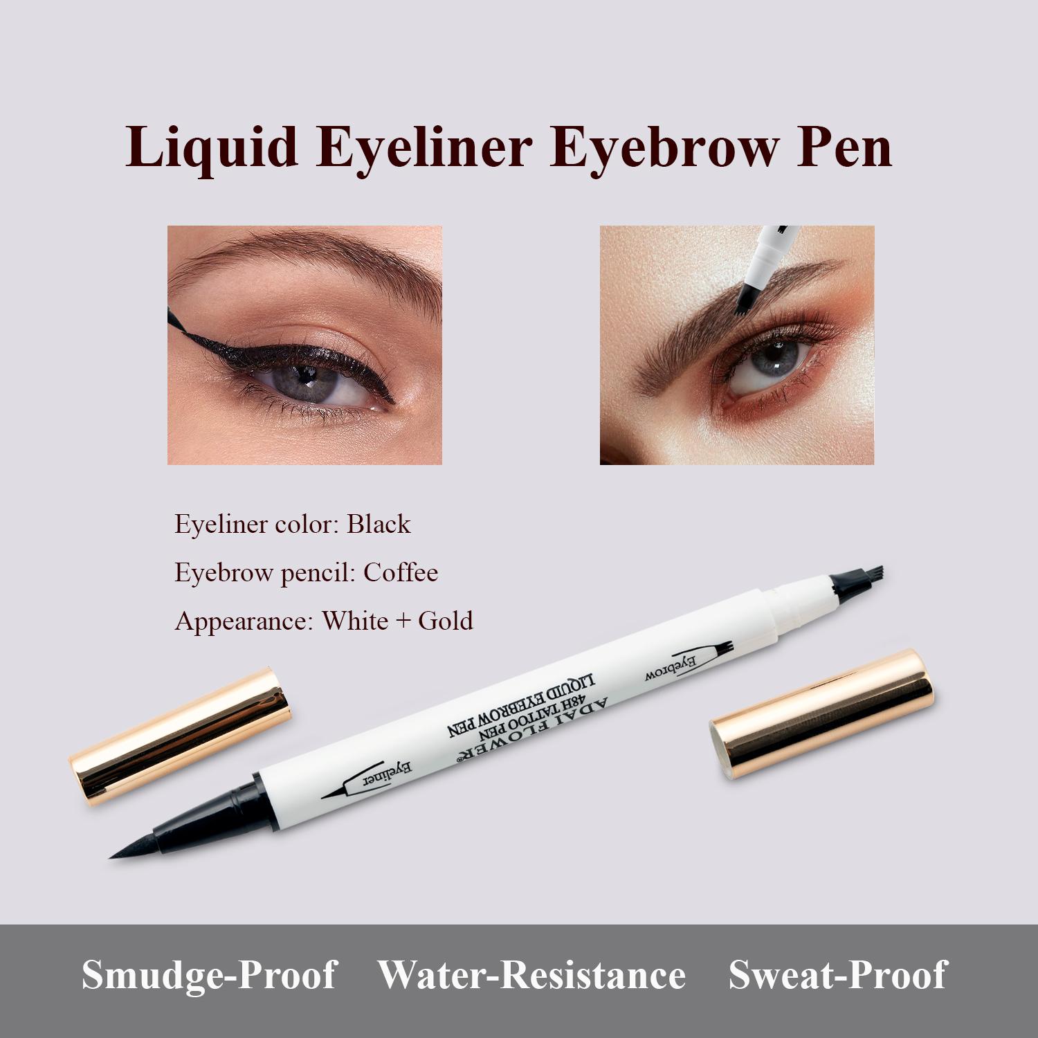 

Водостойкая жидкая двухсторонняя подводка для глаз, карандаш для бровей, стойкая, не размазывающаяся, черная, кофейная белый