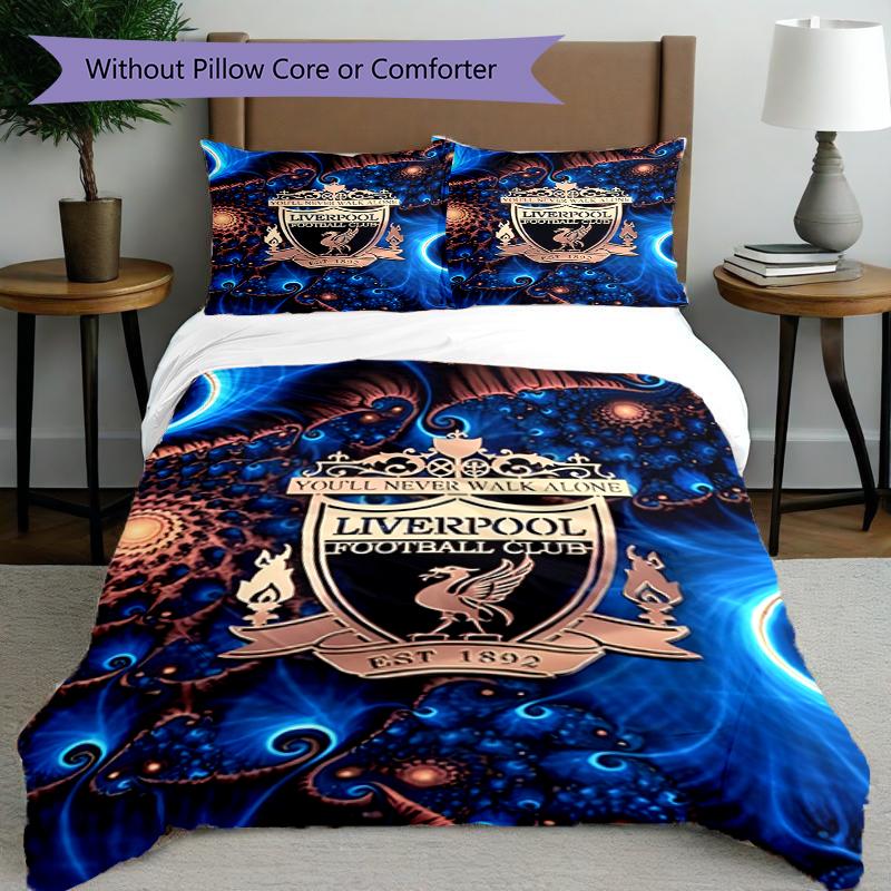 Set copripiumino 3 pezzi (1*Copripiumino + 2*Federe, Senza Nucleo),Set Biancheria da Letto con Stampa Liverpool F.C, Decorazione Camera da Letto, Per Tutte le Stagioni, Regalo di Compleanno