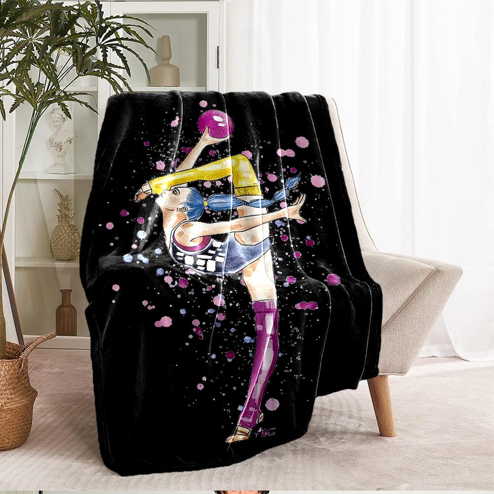 Gymnastics Theme Printed Blanket - Perfect for Couch, Bed, Travel & Outdoor Use | Machine Washable, Cozy & Durable.