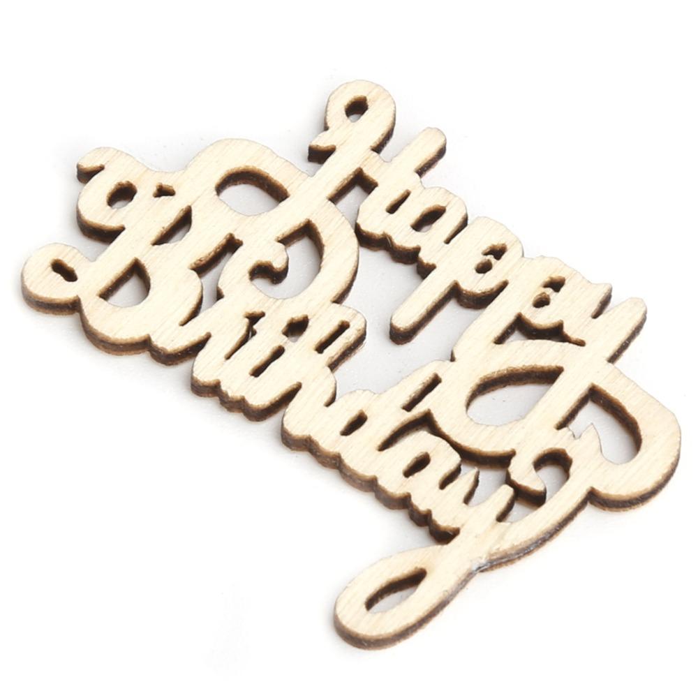 20pcs Unfinished Wooden Ornaments Mini Size Wooden Party Prop Wood Cutout Words For Birthday Party
