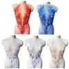 Fabric Flower Blue Red Lace Appliques Flower Tassel Beads Rhinestone Rhinestone Appliques Fabric Flower Appliques DIY Crafts