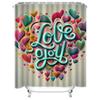 Colorful "Love You" Heart Shower Curtain - Waterproof, Mildew-Resistant, Machine Washable for Romantic Bathroom Decors