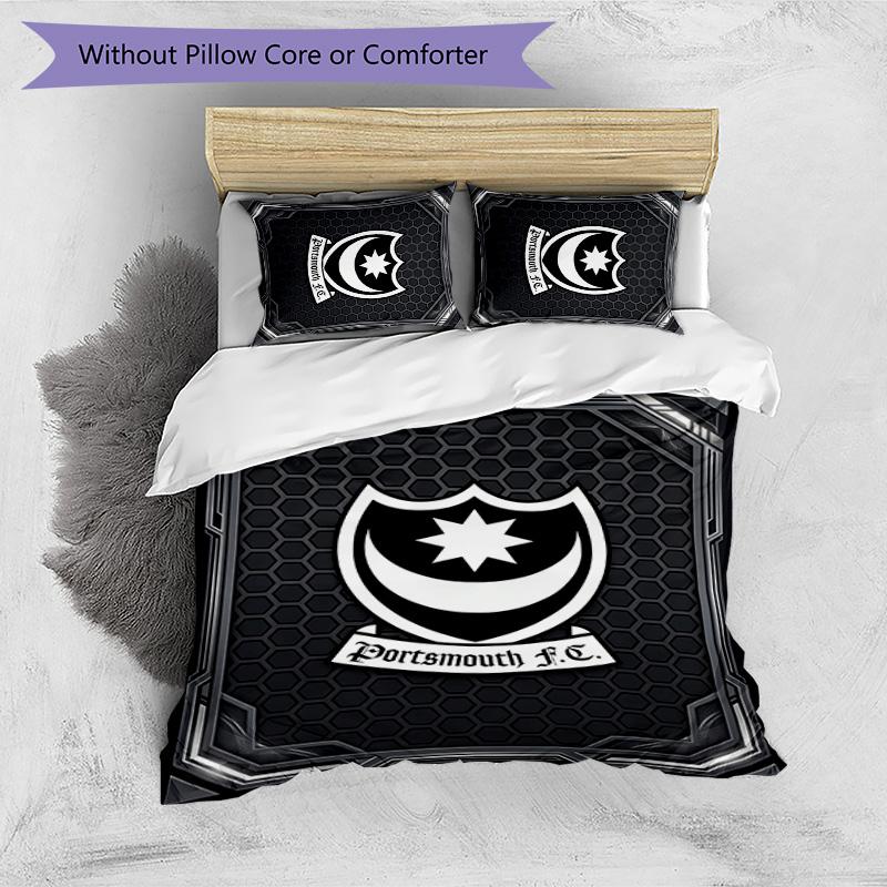 Portsmouth FC Printed 3PCS Bedding Set Breathable Duvet Cover with Pillowcases Decorative Bed Linen for Bedroom Home