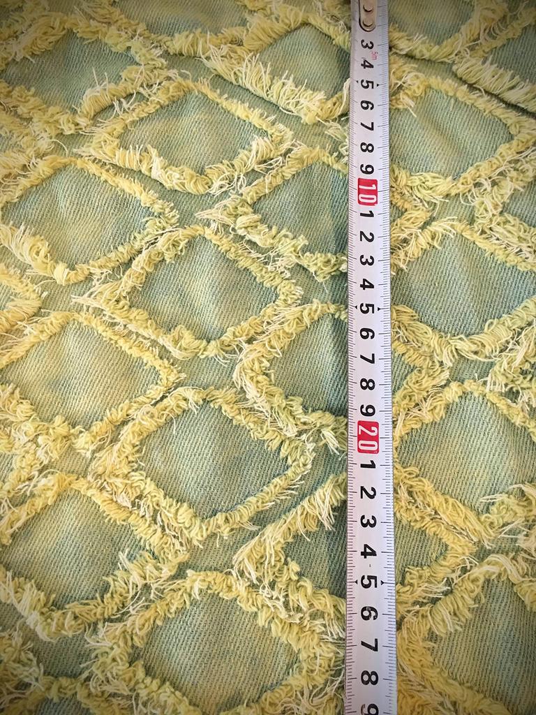 Fringe Diamond Denim Handmade Denim Thin Cotton Denim 1m Fabric, Remnants, Fabric, (Yellowstone)