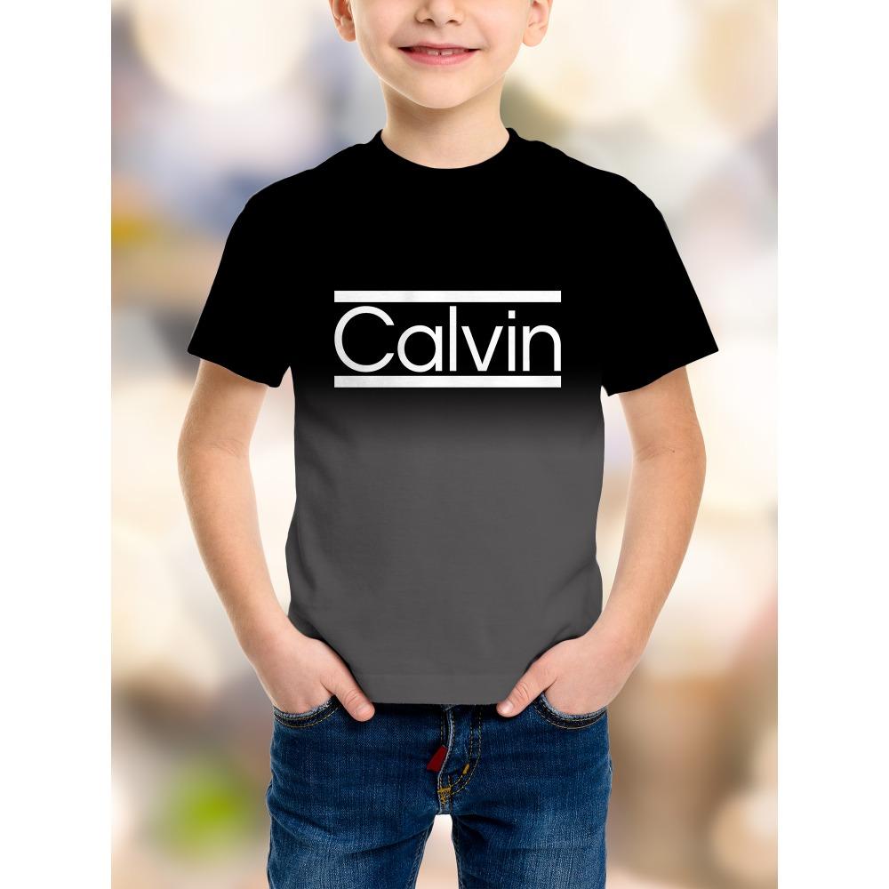 

Летняя футболка Calvin для мальчика Повседневная Модная Повседневная С коротким рукавом Летняя Удобная Футболка для мальчиков 150