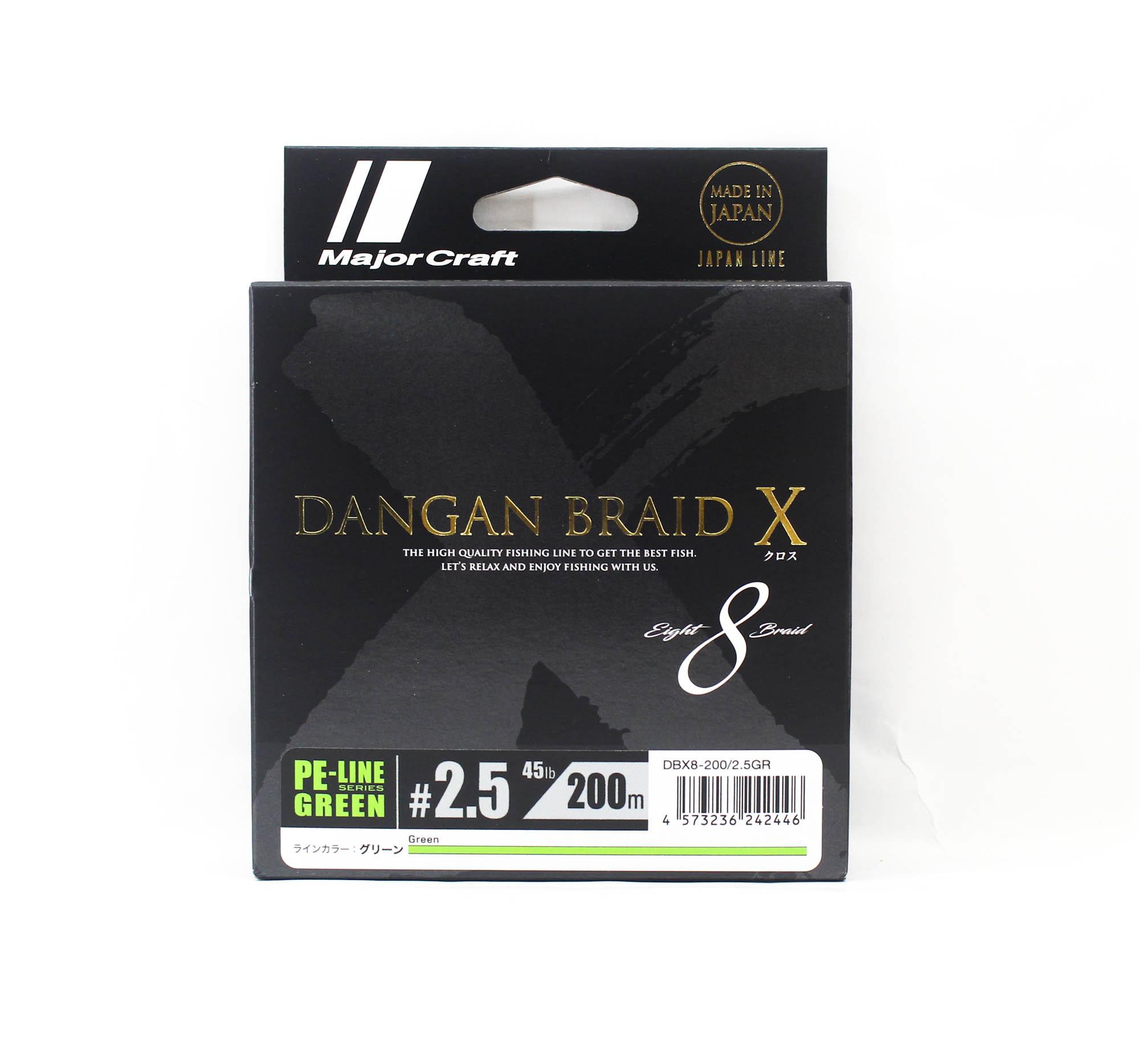 Шнур Major Craft Dangan Braid X Line X8 200м P.E 2.5 Зеленый DBX8 200/2.5GR (2446)