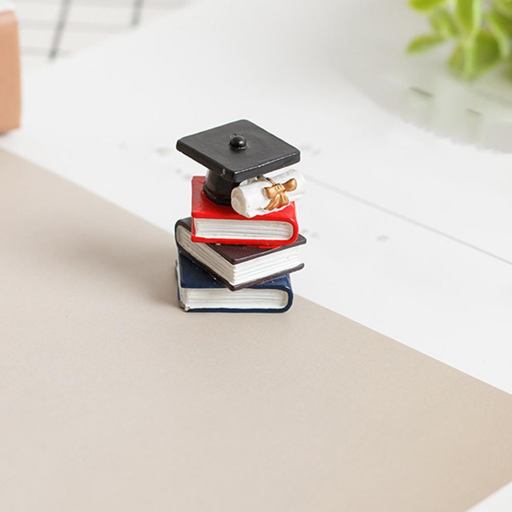 

3 Pcs PhD Hat Book Cake Decorations Dessert Decors Graduation Congrats Pick Student 3.80X3.80X3.80CM