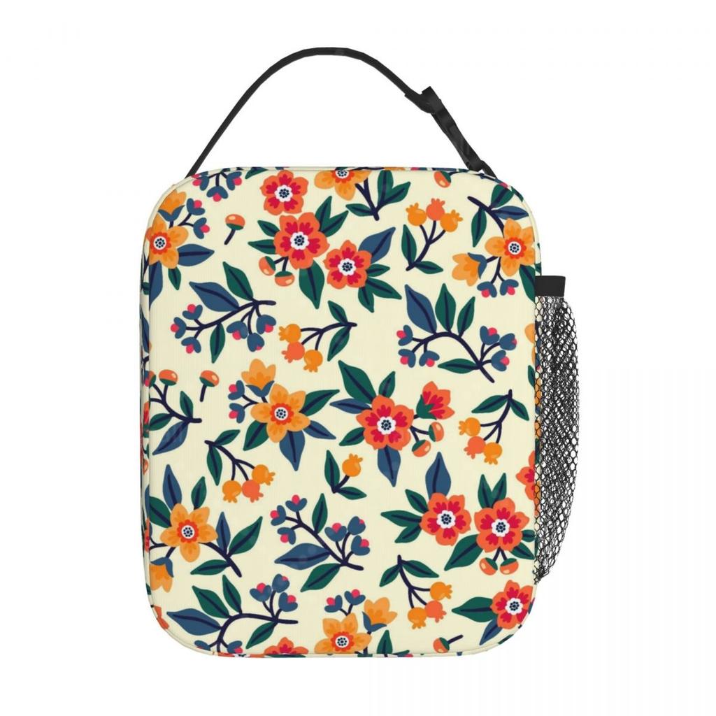 LLKB2 Ditsy Floral Lunch Bag Reusable Portable Cooler Thermal Lunch Box Oxford Bento Tote Bag for Work Travel Picnic