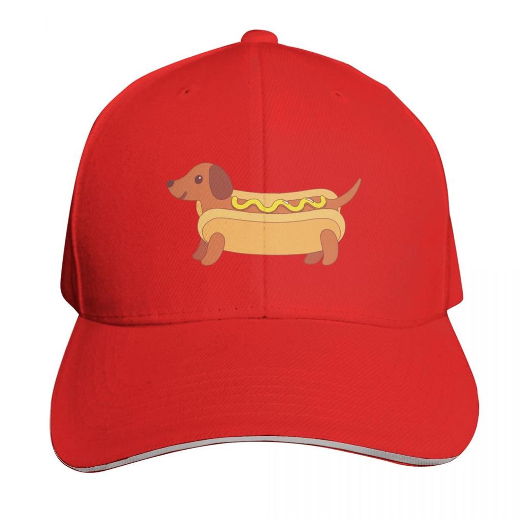 Hotdog Weiner Dog Baseball Cap Contrast Two Tone Brim Snapback Flat Bill Strapback Dad Hat