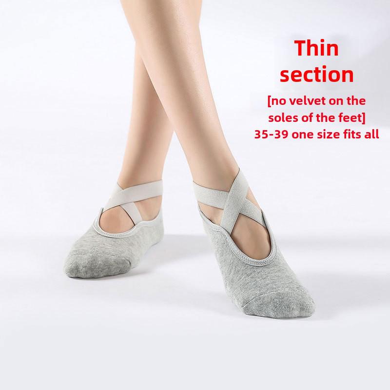 Women's Anti-Slip Cotton Yoga Socks for Autumn & Winter - Instep-Exposed Pilates & Dance Fitness Socks