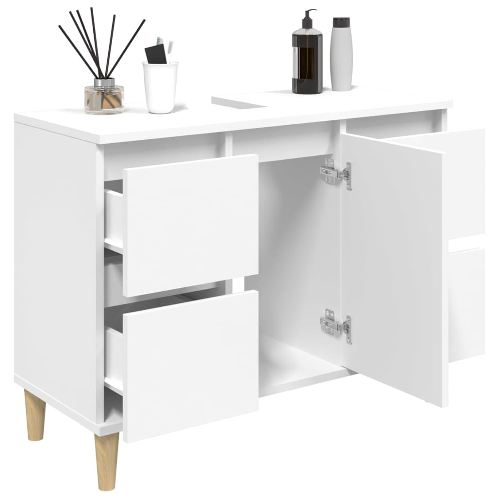 White Bathroom Vanity Cabinet 80 X 33 X 60 Cm Particleboard