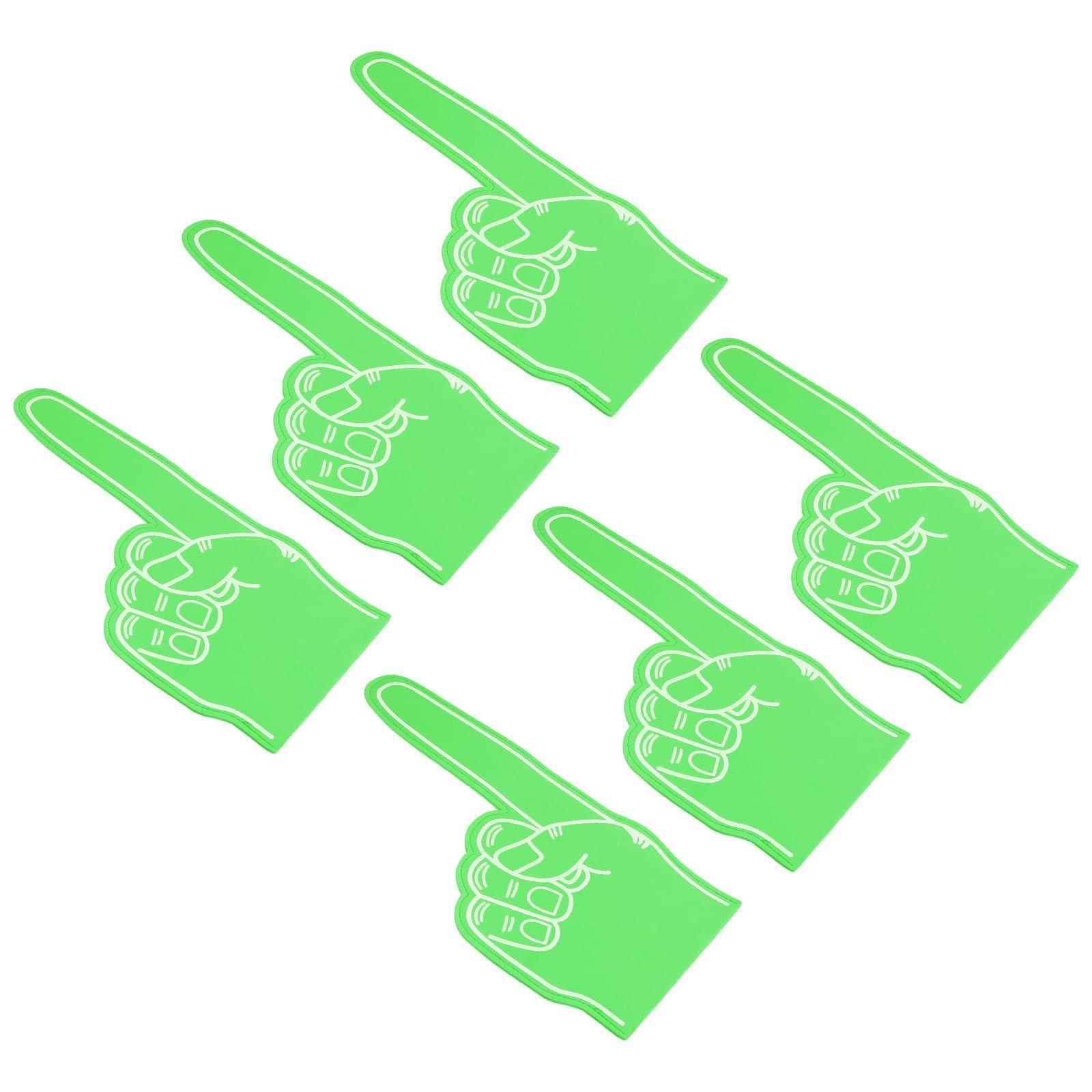 

PATIKIL Giant Foam Fingers 46cm 6pcs Number 1 DIY Blank Foam Hands Cheerleading Foam Fingers for Sports Events Games Party Supplies Green White Line