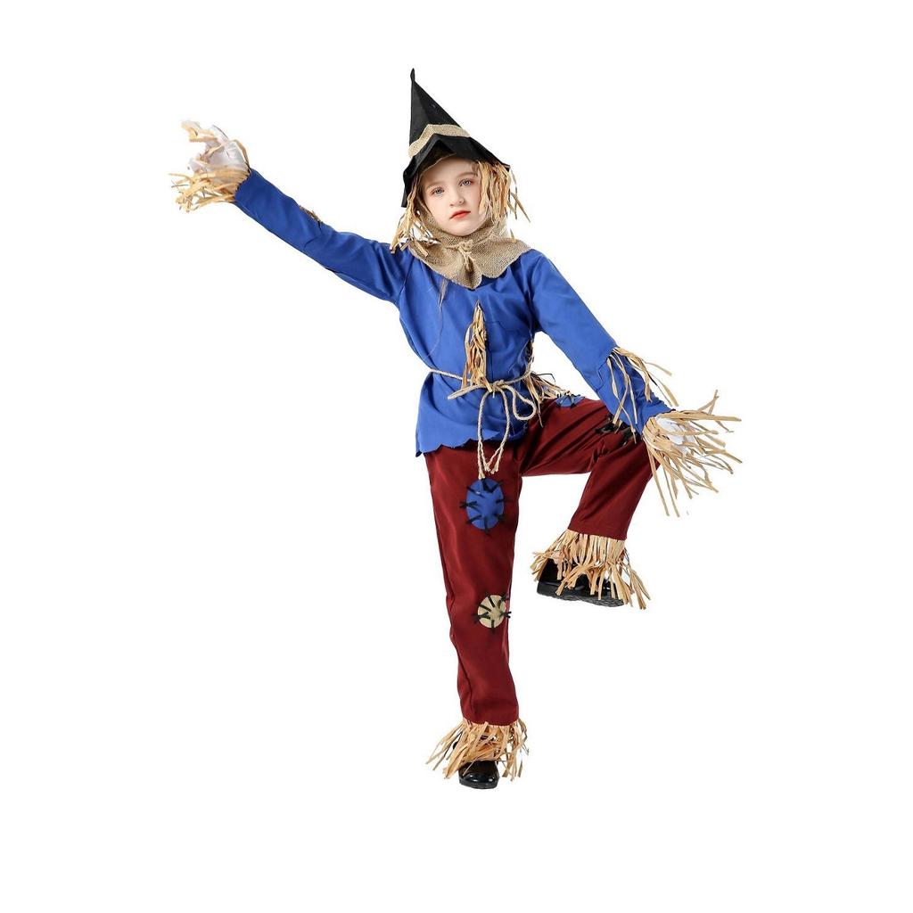Halloween costumes, children boys and girls, Wizard of Oz scarecrow cosplay costumes