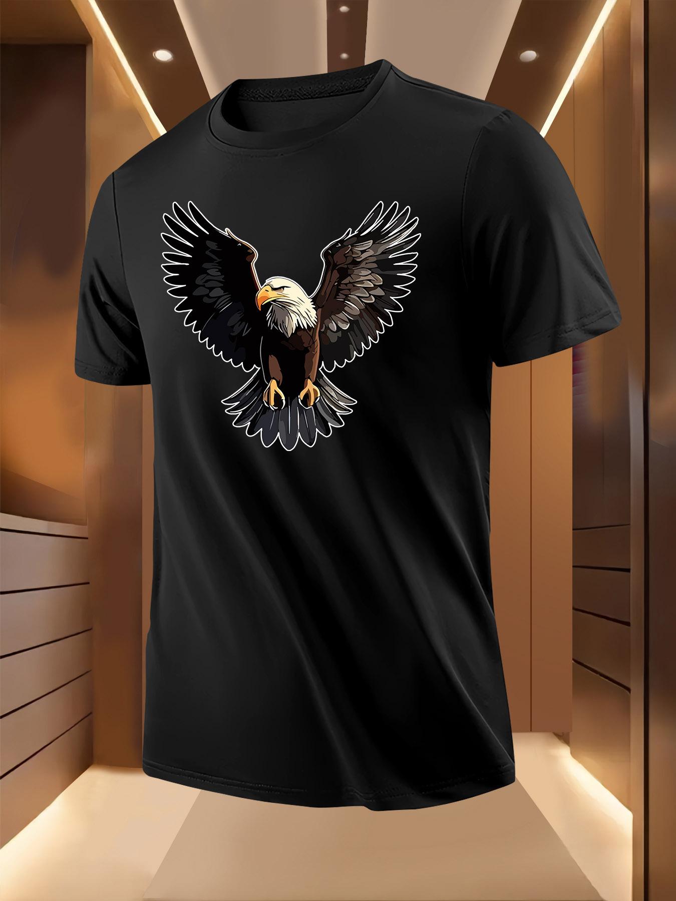 Patriotic Eagle Graphic Tshirt - Bold American Flag Design S