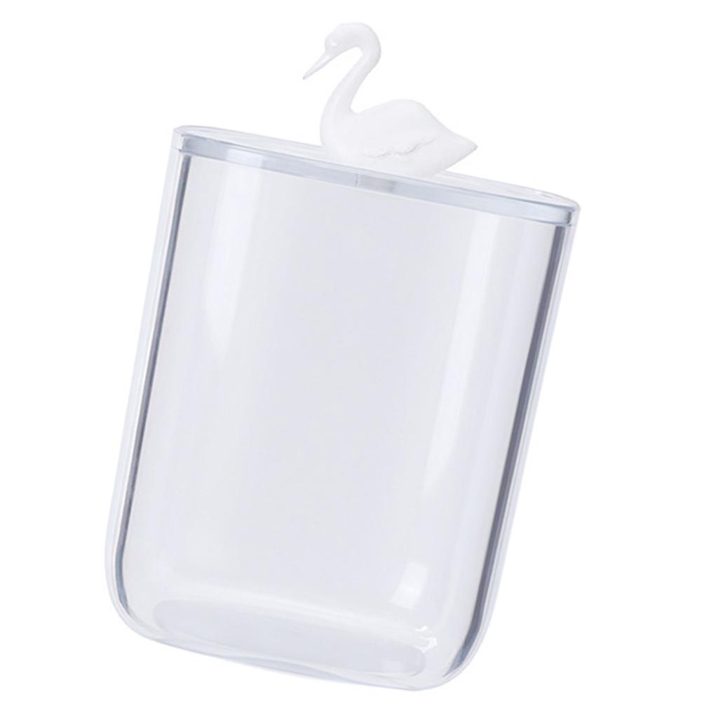 Bathroom Containers Multifunction Transparent Cotton Swabs Storage Canister with Lid for Home Swan