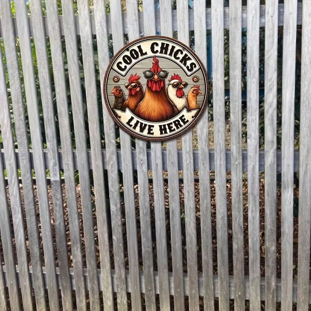 Vintage Metal Chicken Wall Sign Cool Chicks Here Farmhouse Decor Plaque