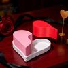 Creative Jewelry Display Case Heart Shape Storage Box, 3D Printed Detachable Dual Compartment Organizer, Decorative PLA Material Box Pink Red with Lid