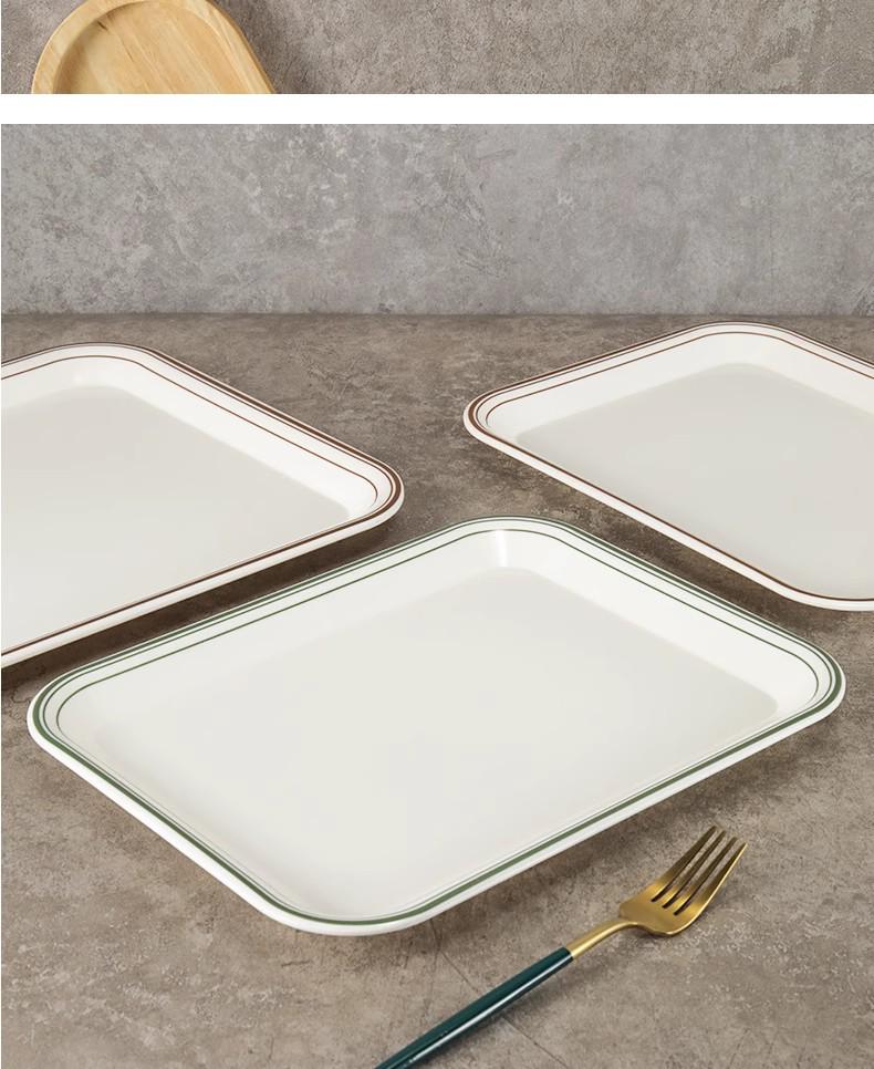 Kekler, Ekmekler, Akşam Yemeği, Hızlı Yiyecekler ve Çay için Melamin Dikdörtgen Servis Tepsisi