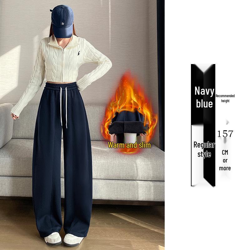 

Women s Plus Velvet Wide-Leg Pants, Casual High School Sports Sweatpants, Thickened for Autumn/Winter 3XL 160-170 lbs (Upgraded Fabric)