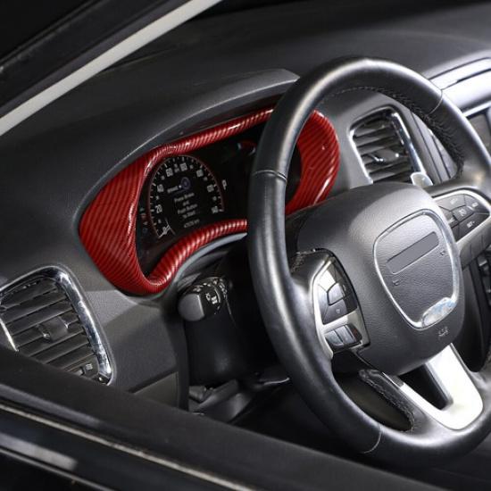 Red Carbon Fiber Dashboard Meter Cover Trim Frame For Dodge Durango 2014-