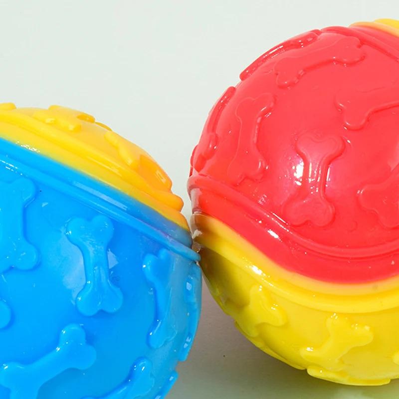 Interactive Squeaky Dog Toys for Aggressive Chewers 3 Pack TPR Balls with Voice for Teeth Cleaning Dog Training Supplies