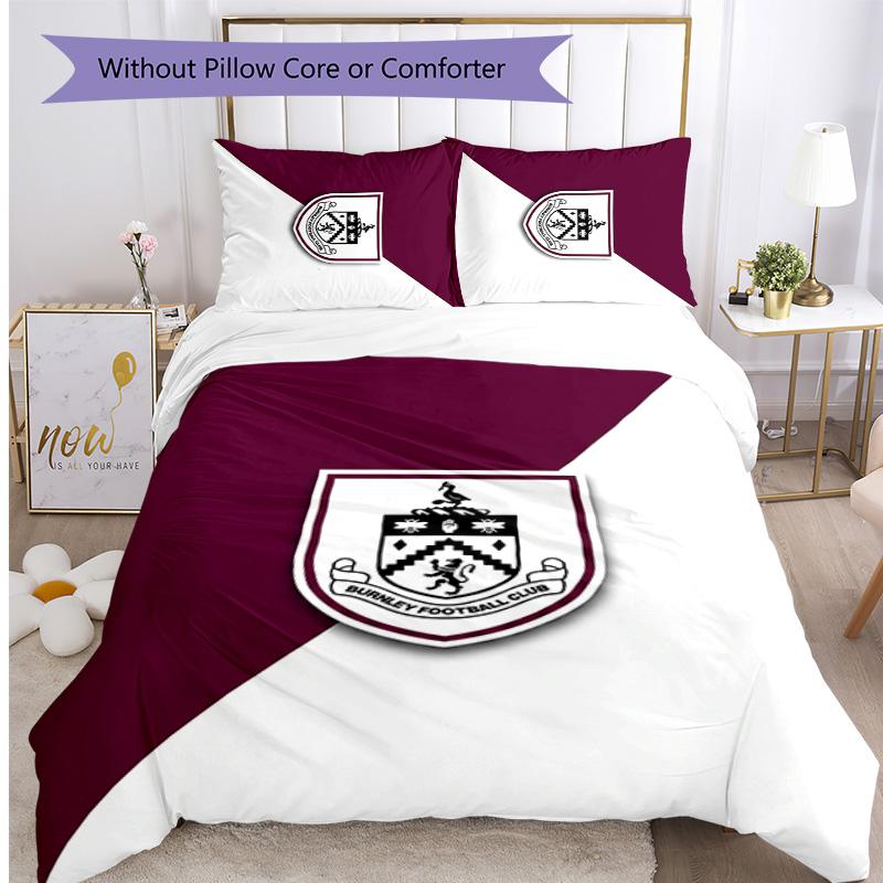 Set Lenzuola Stampato Burnley Football 3 Pezzi, Comodo Set Copripiumino per Camera da Letto Amico della Pelle