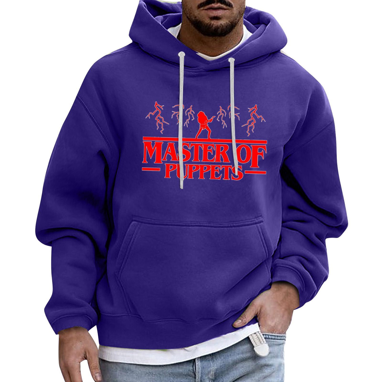 

Мужской Спортивный Повседневный С Длинными Рукавами С Карманом Капюшон Толстовка XXXL фиолетовый