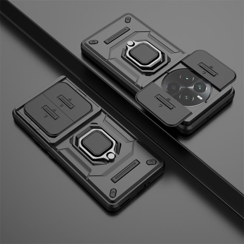 For Realme 12 Pro Plus Case Slide Lens Camera Protect Phone Cases For Realme 12 12Pro+ 5G Magnetic Ring Holder Armor Back Cover