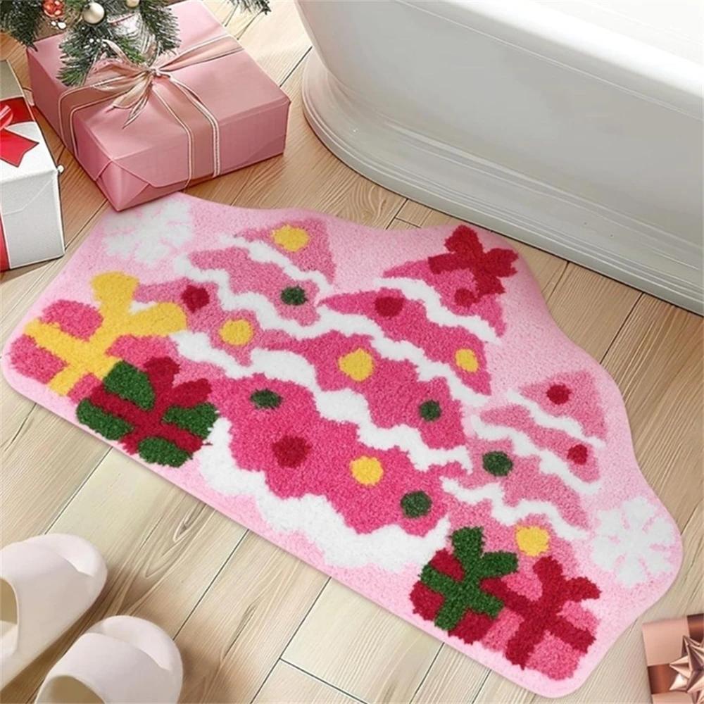 Home Decoration Imitation Cashmere Floor Mat Thickened Absorbent Foot Mat Entrance Bedside Blanket Plush Christmas Tree Carpet