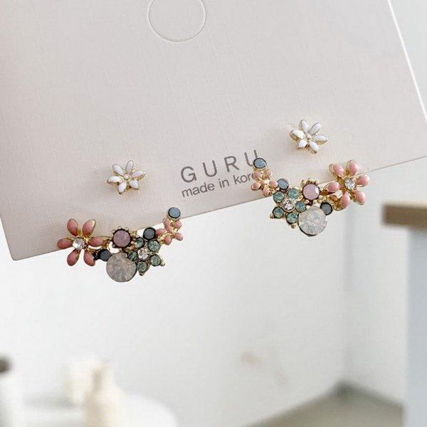 

New Korean Hot Fashion Zircon Fresh Cute Hook Drop Oil Flower Stud Earrings Crystal Earring For Women Party Zircon Gift