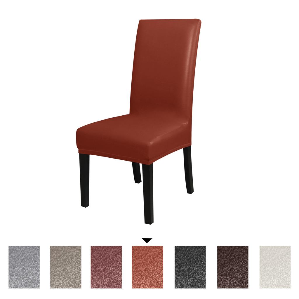 Waterproof PU Leather Dining Chair Covers, Stretch Oilproof Parsons Chair Slipcovers Removable Washable Kitchen Chair Protector for Dining Room