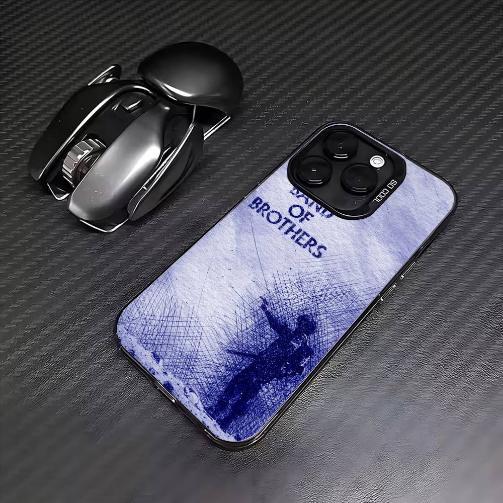 Band of Brothers Phone Case For iPhone17,16,15,14,13,12,11 Plus,Pro Max Colored Silver Plated Inside Cover